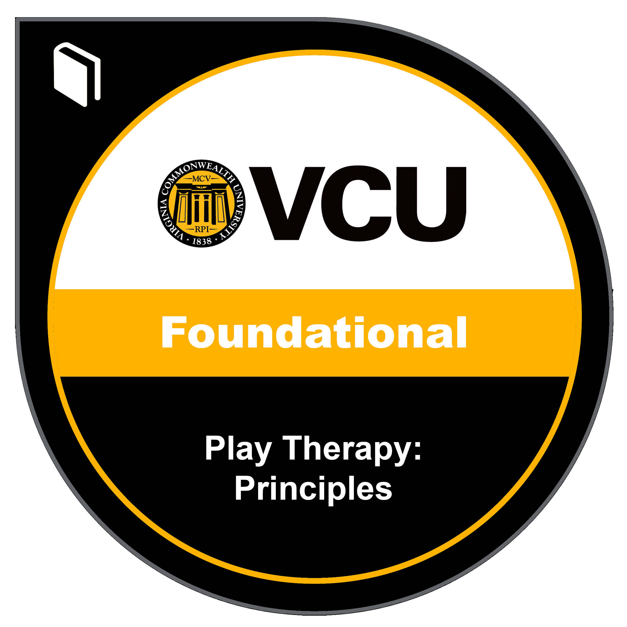 Digital badge visual for completing the Principles of Play Therapy workshop